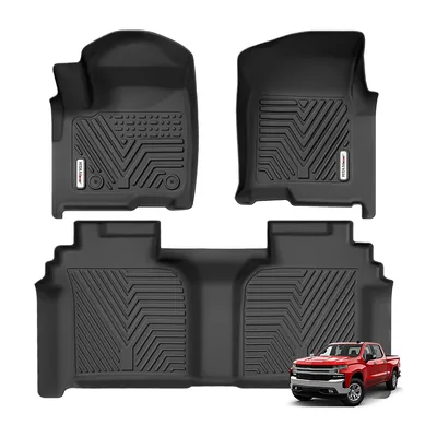 All-weather floor mats for front and rear rows of a Silverado